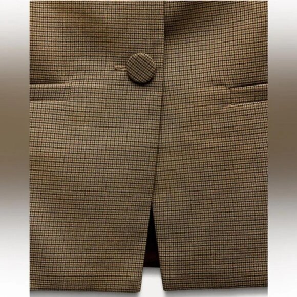 ZARA BUTTONED PLAID TOP - Picture 8 of 8